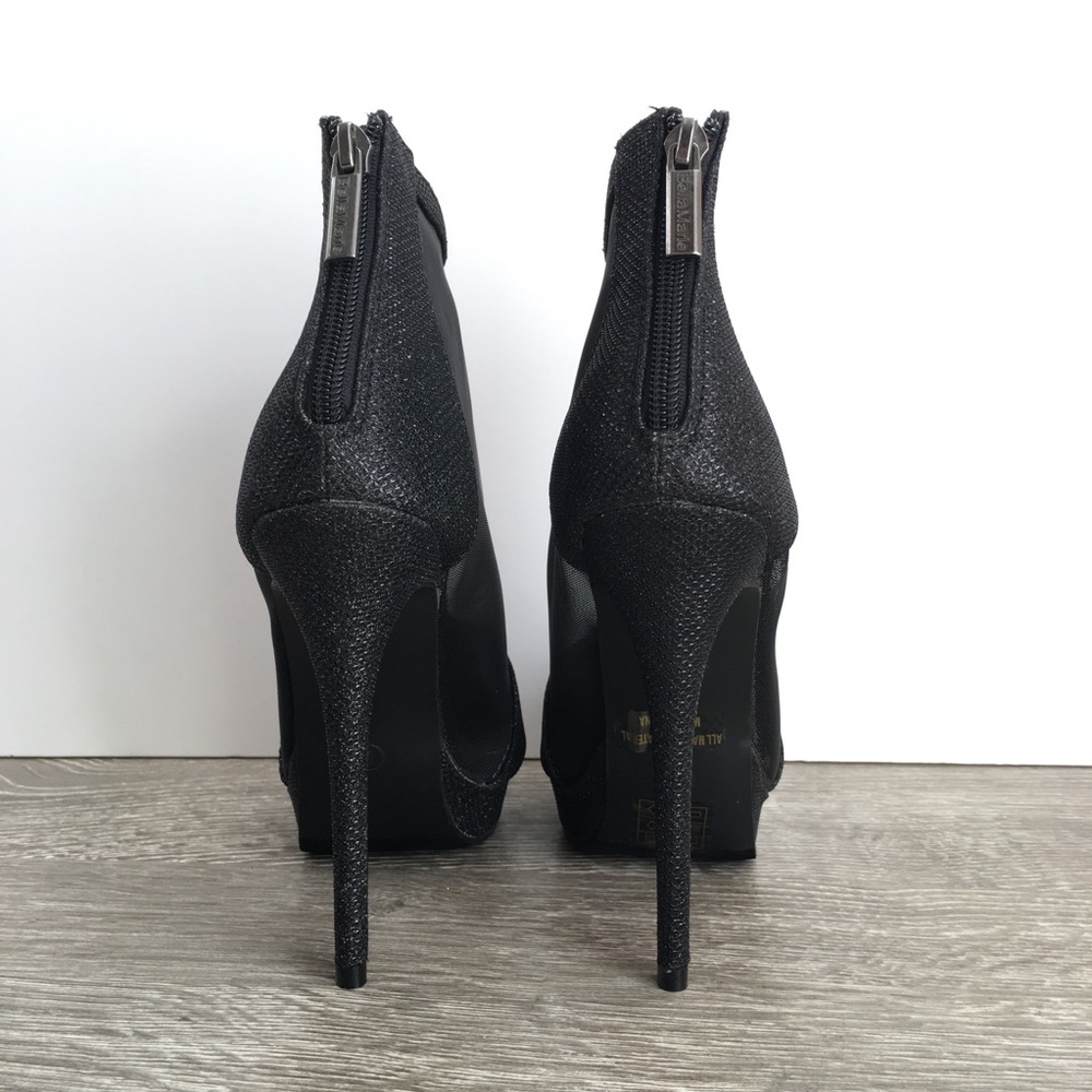 Black mesh glitter stilettos ankle booties - Picture 4 of 7